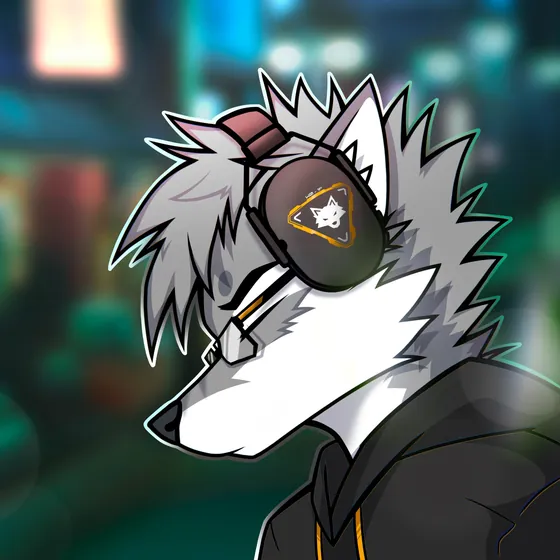 Rex wearing headphones